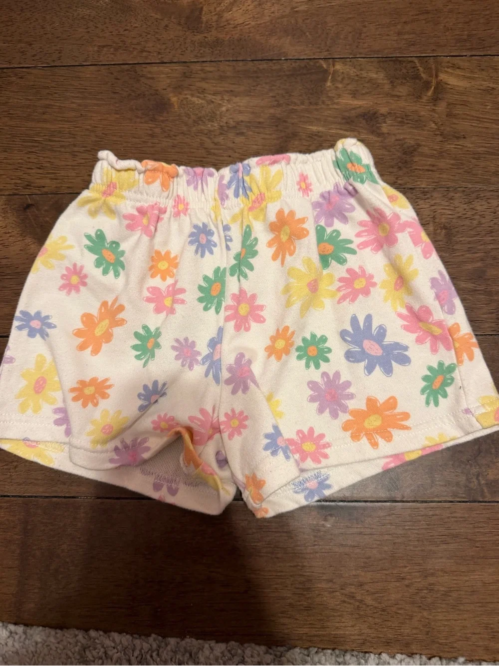 Garanimals White Floral Print Cotton Shorts with Pastel Blooms